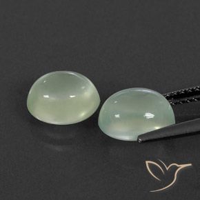 Prehnite Gemstones in 8.5 x 6.9 mm Size for Sale, Prehnite Stones in Light Green Color