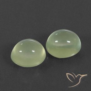 5.48 ctw Green Prehnite Stones, Natural Prehnite in Oval Cabochon Shape for Sale