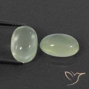 2 Stück/Paar Oval Prehnit in Größe 11,6 x 7,8mm, Gewicht 6,44 ct gesamt / durchschnittl. 3,22 ct, Gelb-grün in Transparent/Translucent Reinheit, Garantiert natürliche Edelsteine, Mohs-Härte 6 - 6,5, Photo A