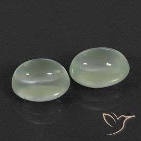 4.75 ctw Green Prehnite Stones, Natural Prehnite in Oval Cabochon Shape for Sale