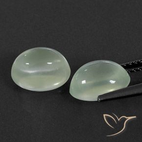 Prehnite Gemstones in 9 x 7 mm (calibrated) Size for Sale, Prehnite Stones in Light Green  Color