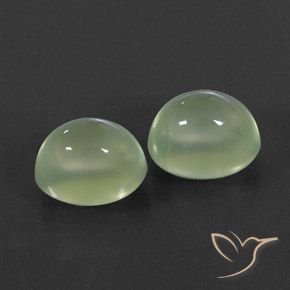 5.41 ctw Green Prehnite Stones, Natural Prehnite in Oval Cabochon Shape for Sale