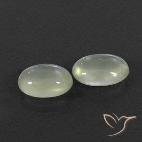 3.52 ctw Green Prehnite Stones, Natural Prehnite in Oval Cabochon Shape for Sale