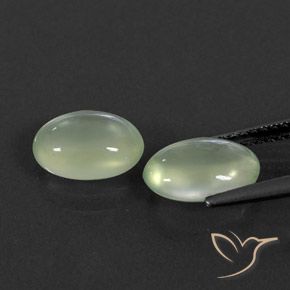 Prehnite Gemstones in 9 x 7 mm (calibrated) Size for Sale, Prehnite Stones in Pale Green  Color