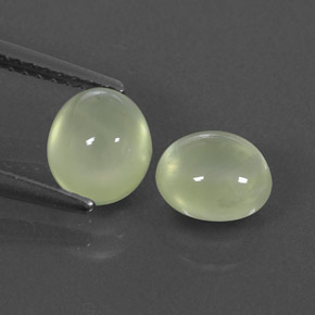2.43 ct Green Prehnite Gemstone, Prehnite Gem in Oval Cabochon Shape for Sale.
