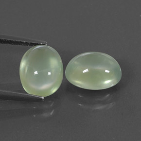 4.90 ctw Green Prehnite Gemstones, Prehnite Gems in Oval Cabochon Shape for Sale.