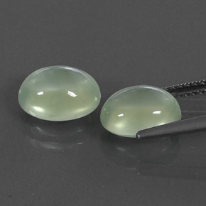 Prehnite Gemstones in 9.3 x 7.3 mm Size for Sale, Prehnite Stones in Green Color