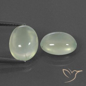 6.97 ctw Green Prehnite Gemstones, Prehnite Gems in Oval Cabochon Shape for Sale.