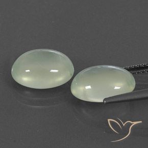 Prehnite Gemstones in 11 x 8.5 mm Size for Sale, Prehnite Stones in Grayish Green Color
