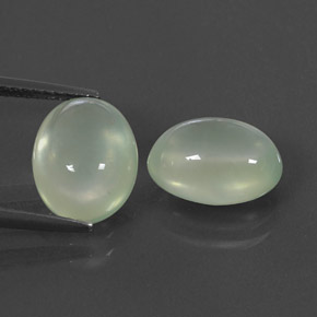 7.32 ct Green Prehnite Gemstone, Prehnite Gem in Oval Cabochon Shape for Sale.
