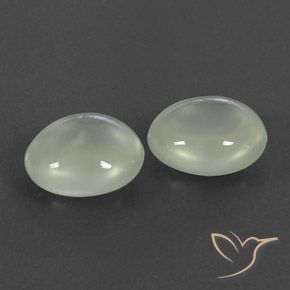 5.53 ctw Green Prehnite Stones, Natural Prehnite in Oval Cabochon Shape for Sale