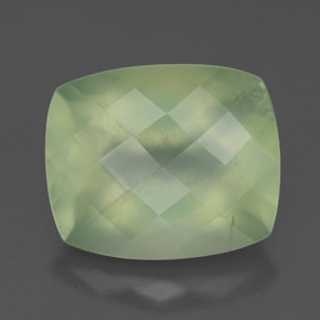 Pale Lime Green Prehnite Gem - 5.7ct Cushion Checkerboard (ID: 327575)