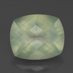 Yellow Green Prehnite Gem - 5.8ct Cushion Checkerboard (ID: 327576)