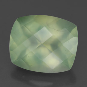 5.67 ct Green Prehnite Stone, Natural Prehnite in Cushion Checkerboard Shape for Sale