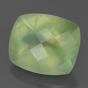 5.24 ct Green Prehnite Stone, Natural Prehnite in Cushion Checkerboard Shape for Sale