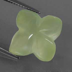 11.73 ct Green Prehnite Gemstone, Prehnite Gem in Flower-Cut Shape for Sale.