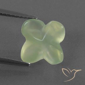 3.40ct Natural Pale Green  Prehnite, Flower Cut, Transparent/Translucent