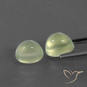 Prehnite Gemstones in 7.6 x 5.7 mm Size for Sale, Prehnite Stones in Grayish Green Color