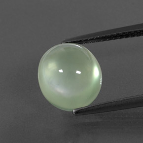 4.28 ct Green Prehnite Gemstone, Prehnite Gem in Oval Cabochon Shape for Sale.