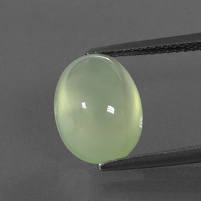 Yellow Green Prehnite Gem - 4.8ct Oval Cabochon (ID: 343541)