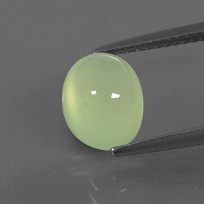 Pale Green Prehnite Gem - 3ct Oval Cabochon (ID: 343583)