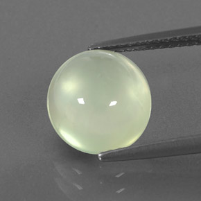 3.53 ct Green Prehnite Gemstone, Prehnite Gem in Oval Cabochon Shape for Sale.