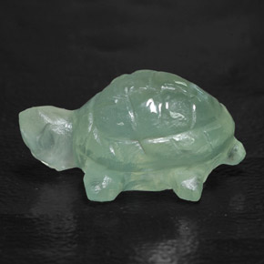 14.47 ct Green Prehnite Gemstone, Prehnite Gem in Carved Turtle Shape for Sale.