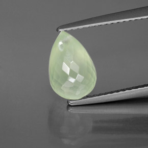 2.64 ct Green Prehnite Gemstone, Prehnite Gem in Briolette with Hole Shape for Sale.