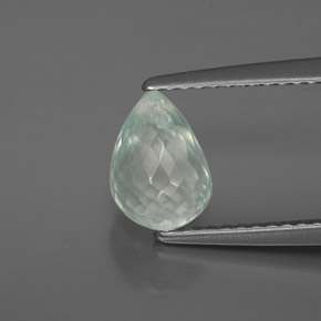 1.73 ct Green Prehnite Gemstone, Prehnite Gem in Briolette with Hole Shape for Sale.