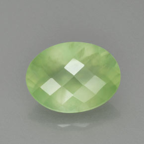 8.71 ct Green Prehnite Gemstone, Prehnite Gem in Oval Checkerboard Shape for Sale.