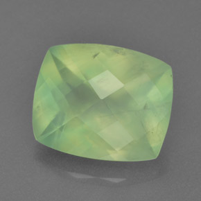 5.31 ct Green Prehnite Stone, Natural Prehnite in Cushion Checkerboard Shape for Sale