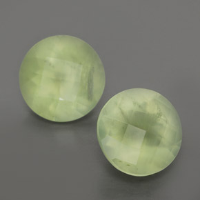 3.69 ctw Green Prehnite Stones, Natural Prehnite in Round Checkerboard Shape for Sale