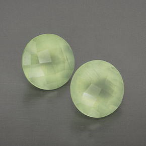 3.67 ct Green Prehnite Stone, Natural Prehnite in Round Checkerboard Shape for Sale