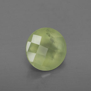 1.73 ct Green Prehnite Stone, Natural Prehnite in Round Checkerboard Shape for Sale