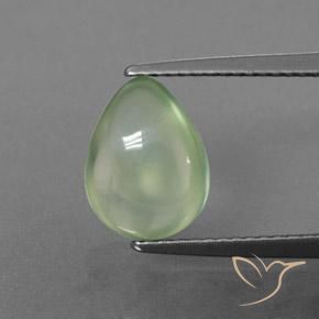 2.50 ct Green Prehnite Gemstone, Prehnite Gem in Pear Cabochon Shape for Sale.