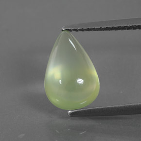 2.92 ct Green Prehnite Gemstone, Prehnite Gem in Pear Cabochon Shape for Sale.