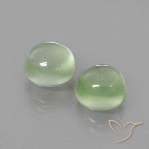 5.68 ctw Green Prehnite Stones, Natural Prehnite in Round Cabochon Shape for Sale