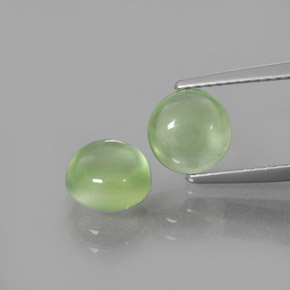 2.97 ctw Green Prehnite Gemstones, Prehnite Gems in Round Cabochon Shape for Sale.