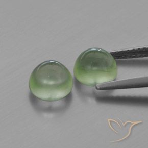 Prehnite Gemstones in 7 mm (calibrated) Size for Sale, Prehnite Stones in Very Light Green Color