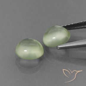 Prehnite Gemstones in 7 mm (calibrated) Size for Sale, Prehnite Stones in Pale Green Color