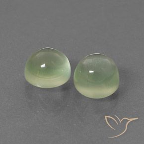 5.49 ctw Green Prehnite Stones, Natural Prehnite in Round Cabochon Shape for Sale