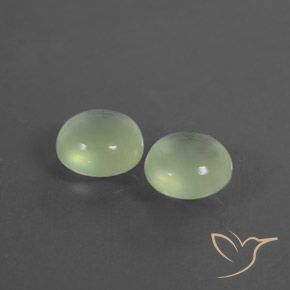 3.88 ctw Green Prehnite Stones, Natural Prehnite in Round Cabochon Shape for Sale