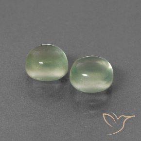 4.34 ctw Green Prehnite Stones, Natural Prehnite in Round Cabochon Shape for Sale
