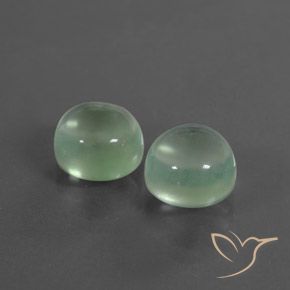 5.84 ctw Green Prehnite Stones, Natural Prehnite in Round Cabochon Shape for Sale