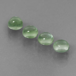 2.84 ct Green Prehnite Gemstone, Prehnite Gem in Round Cabochon Shape for Sale.