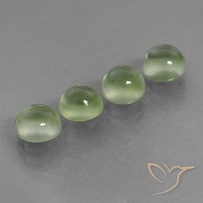 4.88 ctw Green Prehnite Stones, Natural Prehnite in Round Cabochon Shape for Sale