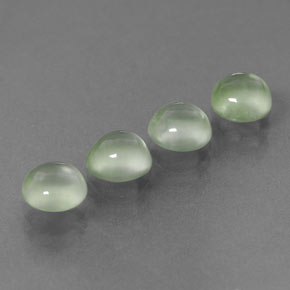 3.60 ct Green Prehnite Gemstone, Prehnite Gem in Round Cabochon Shape for Sale.