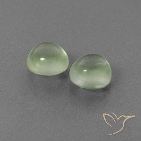3.67 ctw Green Prehnite Stones, Natural Prehnite in Round Cabochon Shape for Sale