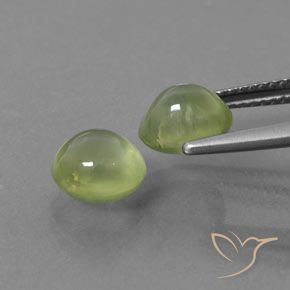 Prehnite Gemstones in 7.9 x 6.9 mm Size for Sale, Prehnite Stones in Pear Green Color