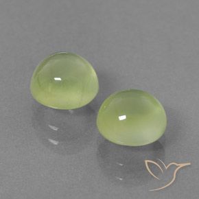 3.37 ctw Green Prehnite Stones, Natural Prehnite in Round Cabochon Shape for Sale